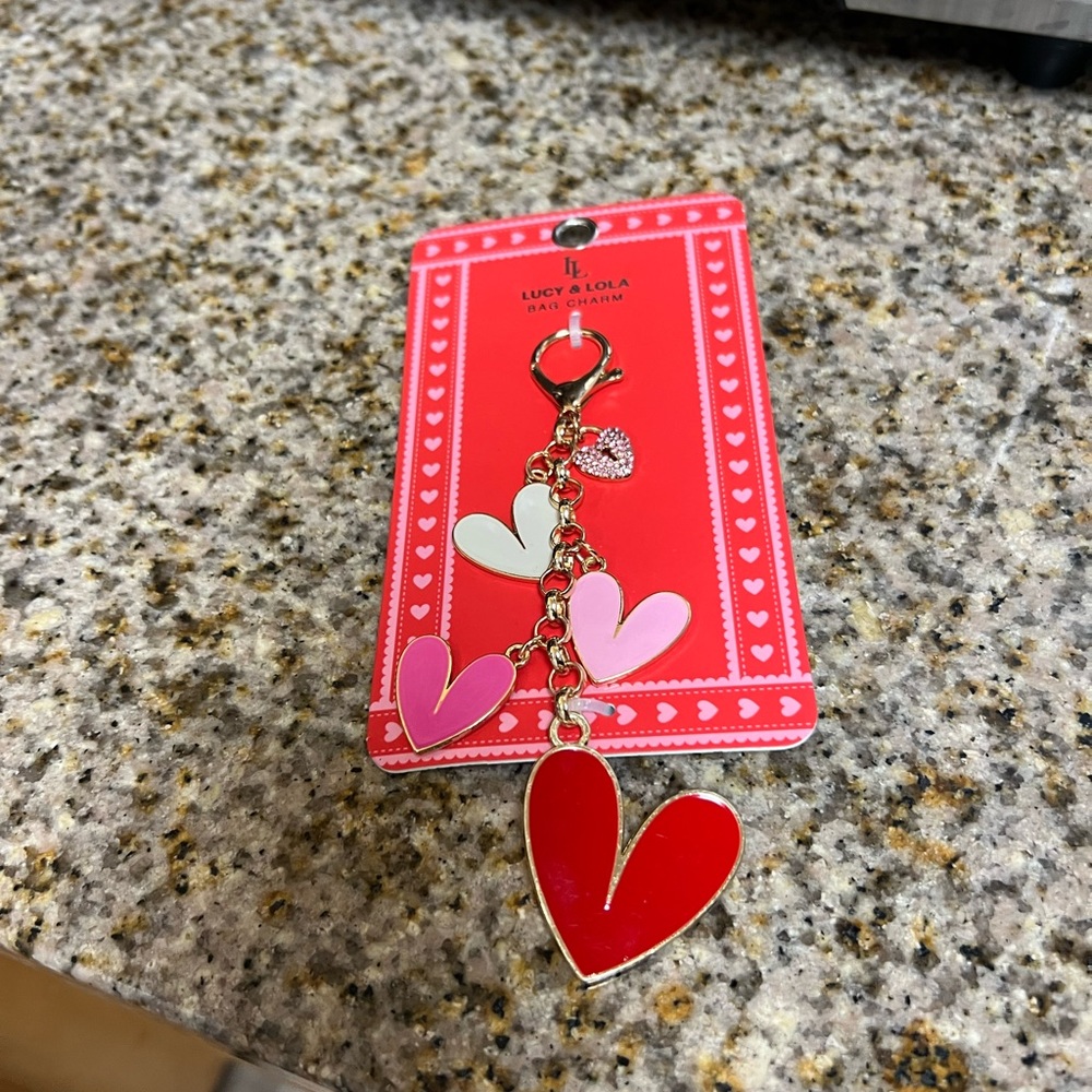 Heart Keychain - Red, Pink, White